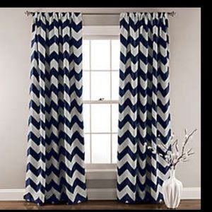 Navy chevron curtains (pair)